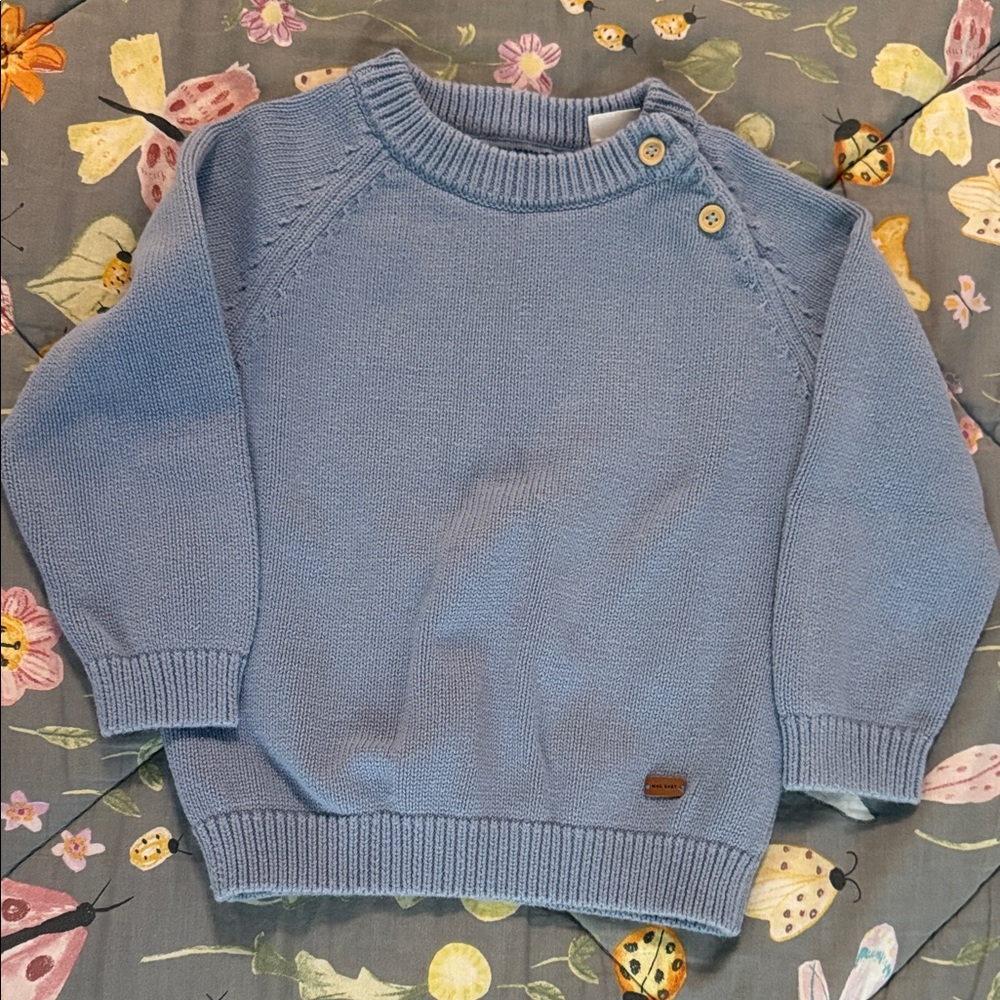 Mango Light Blue Knit Baby Sweater